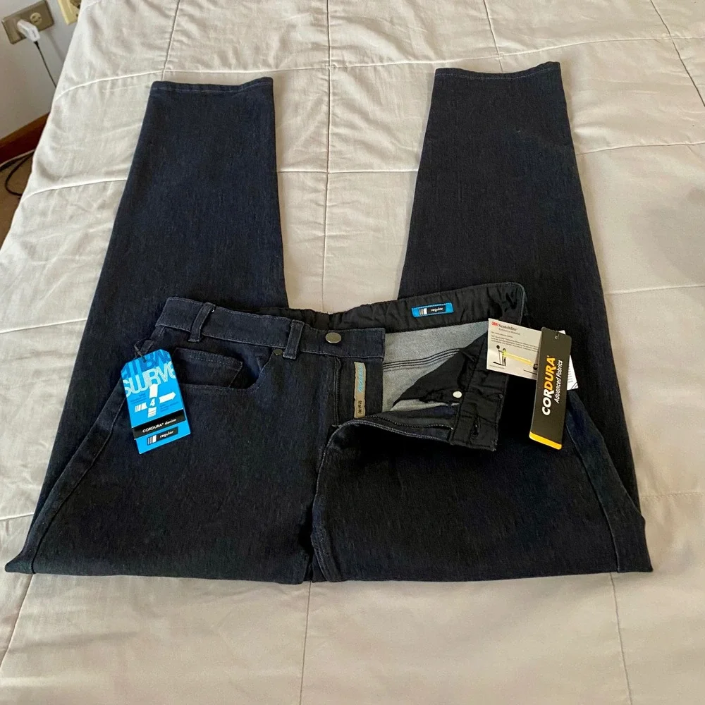 Swrve Regular Fit Jeans Cycling‎ 4-Way Stretch Indigo Blue Cordura Sz 30x32 NWT